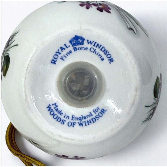 Royal Windsor Fine Bone China Hanging Potpourri Ball Ornament - 3.5” - Violets - Picture 5 of 7
